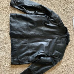 Men’s black leather cold weather jacket